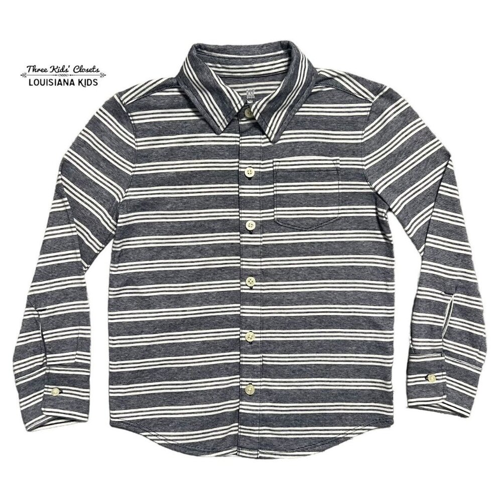 Gap Kids XS Striped Cotton Knit Button-Down Shirt